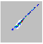 Microspheres appear as a long diagonal line - Agglutinated