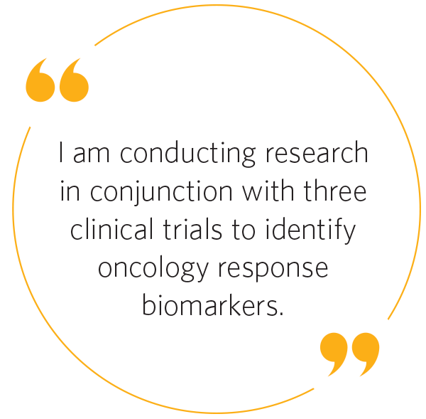 I am conducting research in conjunction with three clinical trials to identify oncology response biomarkers